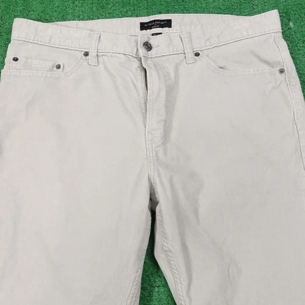 Banana Republic Corduroy Pants‎ Mens 36x32 Beige Slim Fit Chino Casual